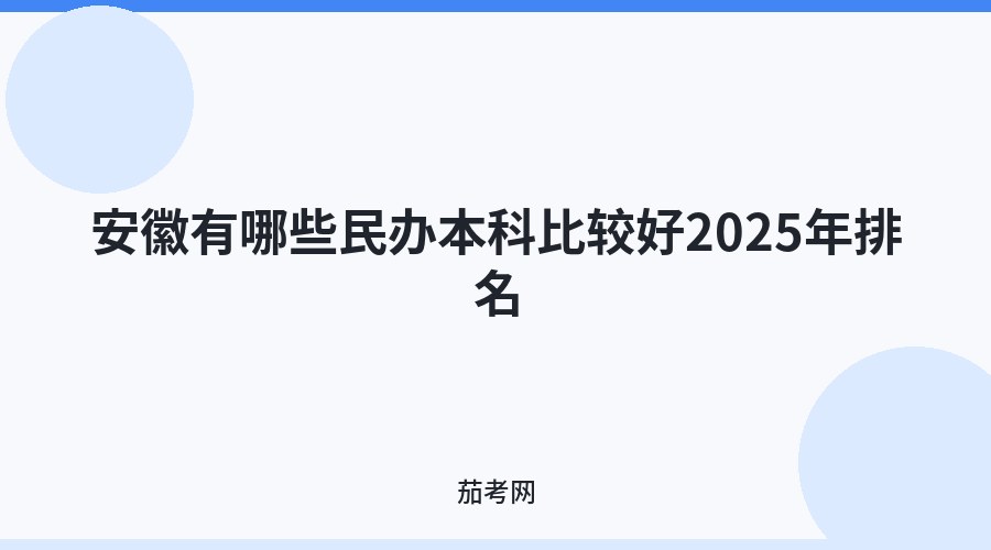 安徽有哪些民办本科比较好2025年排名